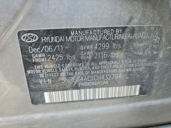 2012 HYUNDAI SONATA
