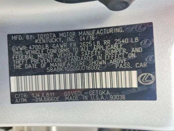 2016 LEXUS ES