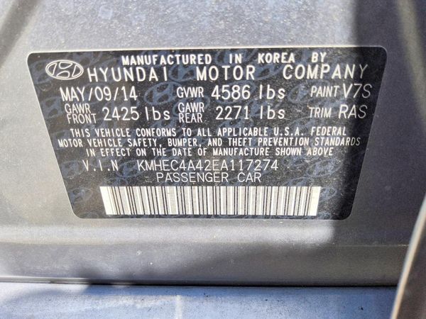 2014 HYUNDAI SONATA Hybrid/ Hybrid Limited — VINS
