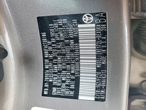 2019 TOYOTA COROLLA L/LE/SE/XLE/XSE — VINS