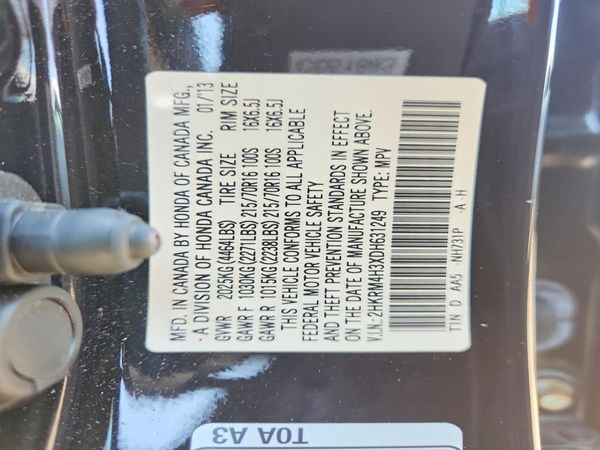 2013 HONDA CRV LX — VINS