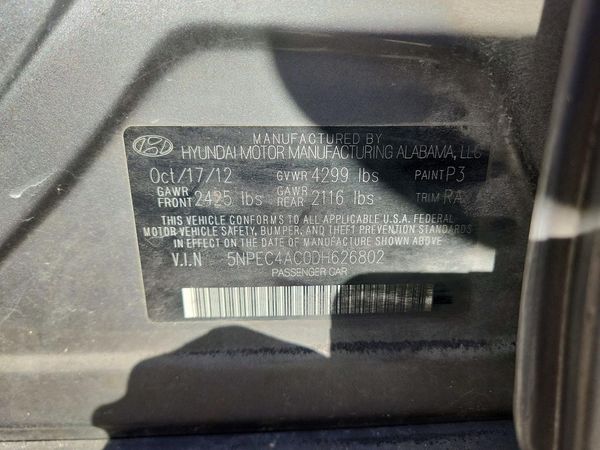2013 HYUNDAI SONATA — VINS
