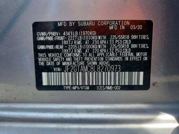2020 SUBARU CROSSTREK Limited+ES+BSD — VINS