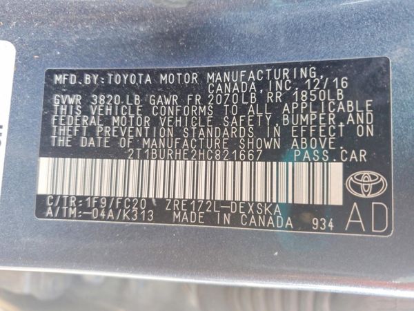 2017 TOYOTA COROLLA