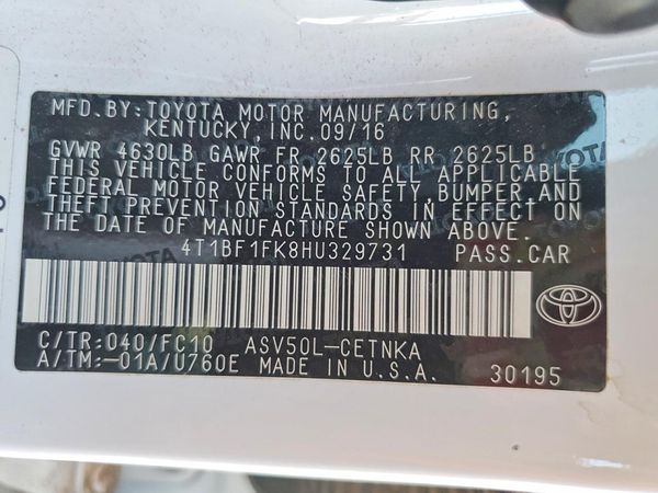 2017 TOYOTA CAMRY LE/SE/XLE/XSE