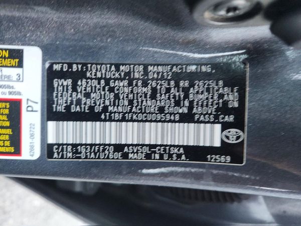 2012 TOYOTA CAMRY
