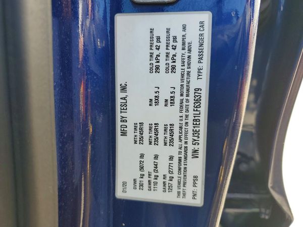 2020 TESLA MODEL 3