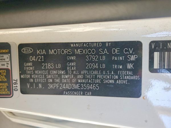 2021 KIA FORTE FE, LXS