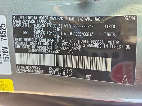 2014 TOYOTA SIENNA — VINS