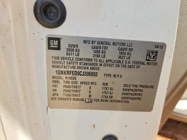 2012 CHEVROLET TRAVERSE LS