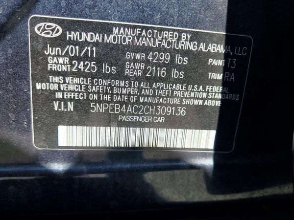 2012 HYUNDAI SONATA