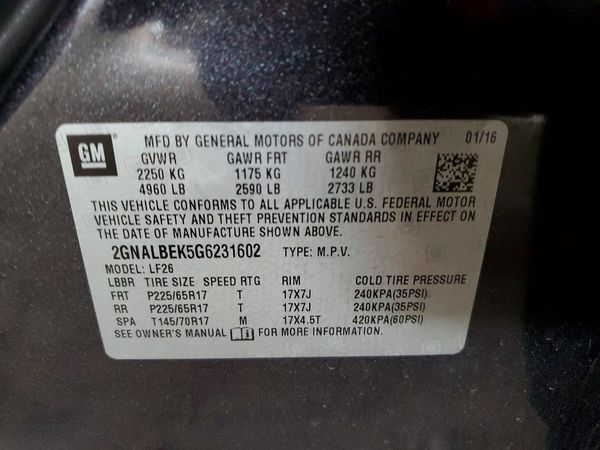 2016 CHEVROLET EQUINOX LS