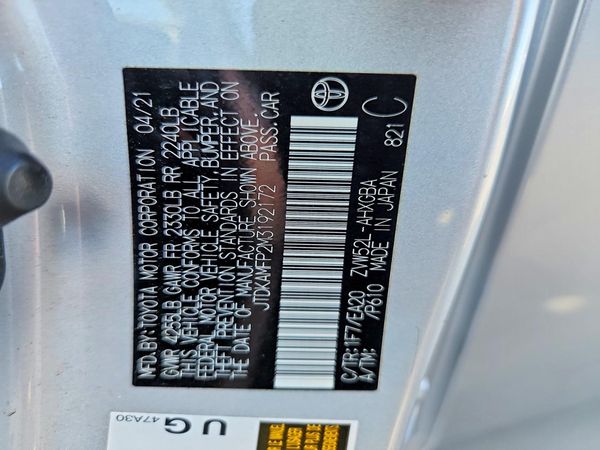 2021 TOYOTA PRIUS — VINS