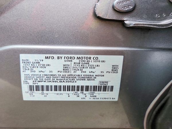2020 FORD EDGE Titanium — VINS