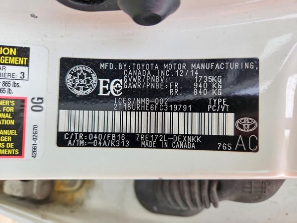 2015 TOYOTA COROLLA L/LE