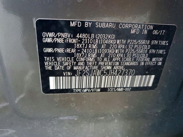 2018 SUBARU FORESTER Touring+ES+Navi(H/K)+AP — VINS