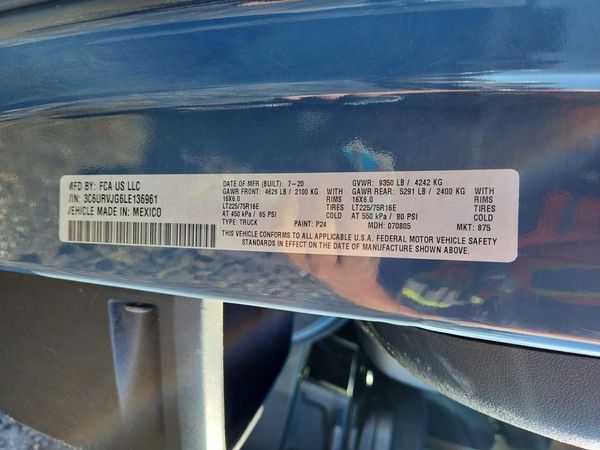 2020 RAM PROMASTER 3500 VF — VINS