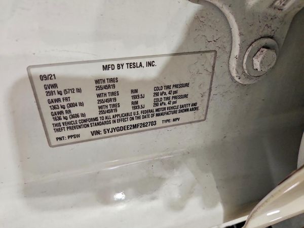 2021 TESLA MODEL Y — VINS