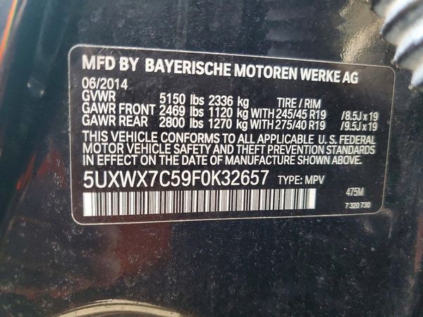 2015 BMW X3 xDrive35i — VINS