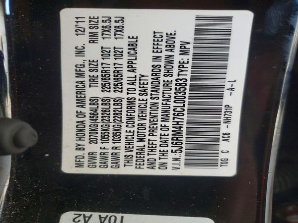 2012 HONDA CRV EX-L