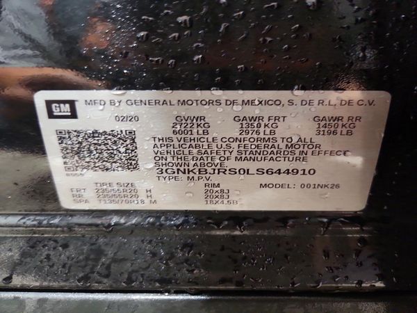 2020 CHEVROLET BLAZER 3LT — VINS