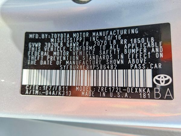 2017 TOYOTA COROLLA