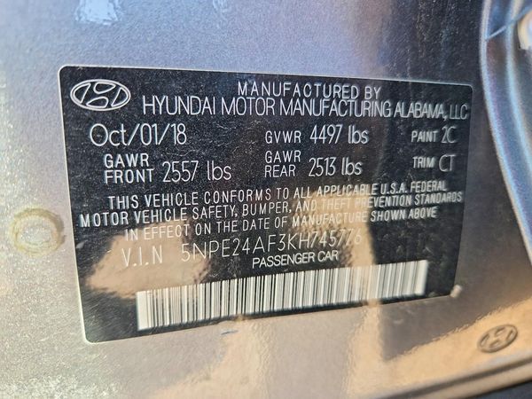 2019 HYUNDAI SONATA