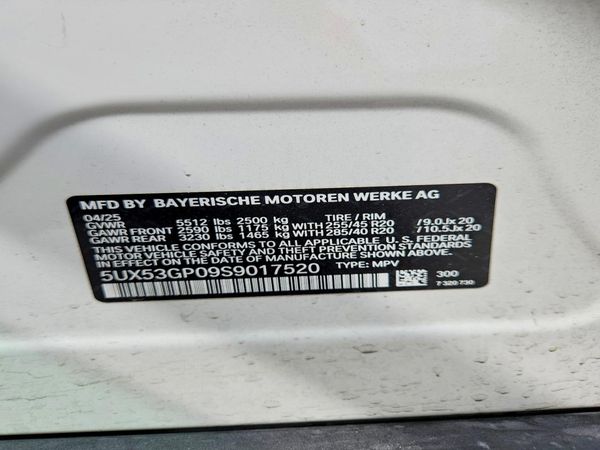 2025 BMW X3 30 xDrive — VINS