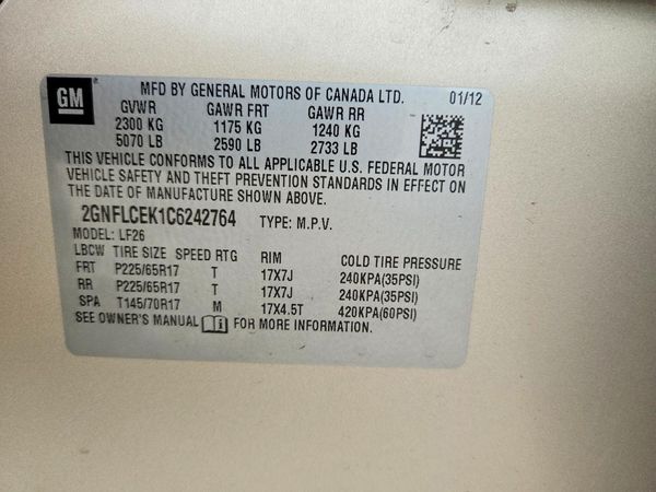 2012 CHEVROLET EQUINOX LS