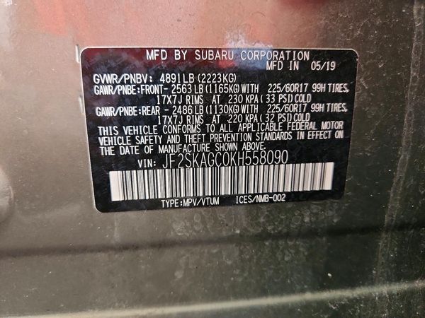 2019 SUBARU FORESTER Prm+ES+SMART