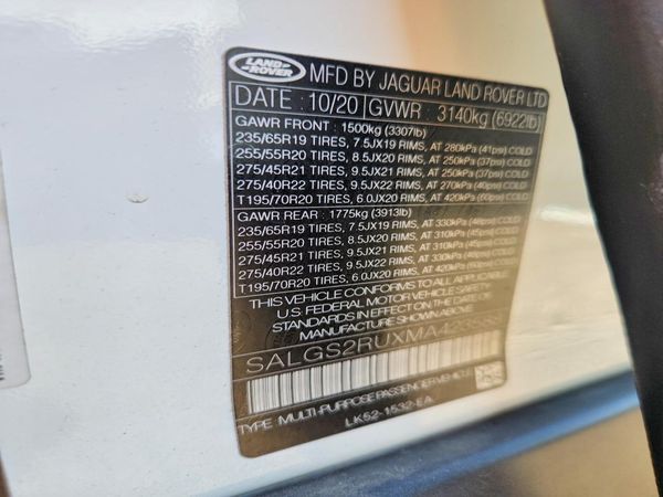 2021 LAND ROVER RANGE ROVER