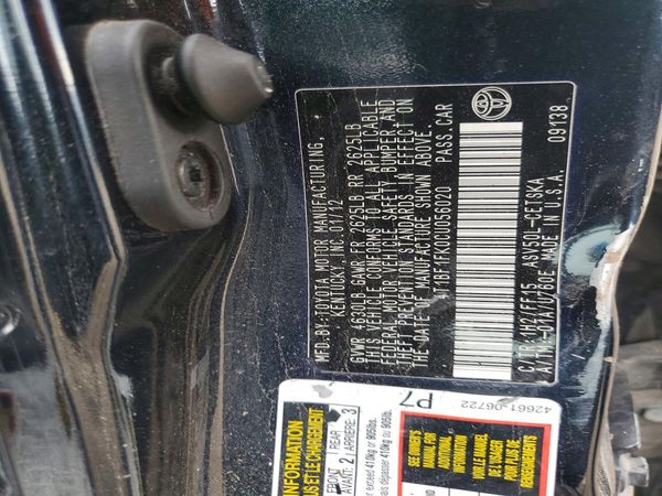 2012 TOYOTA CAMRY — VINS