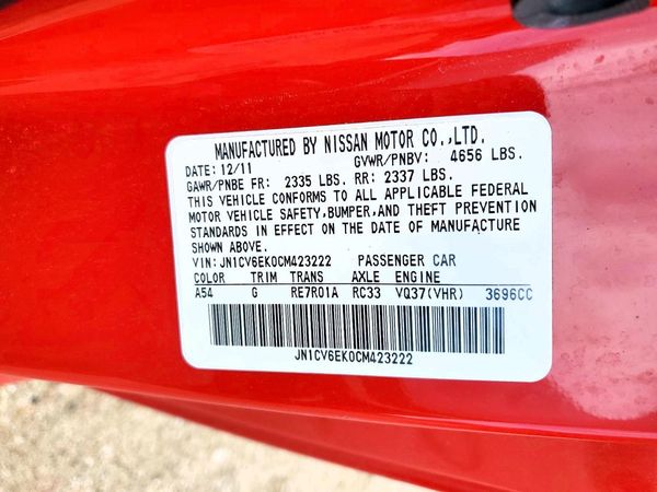 2012 INFINITI G37