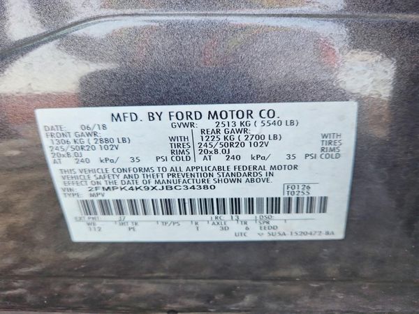 2018 FORD EDGE Titanium — VINS