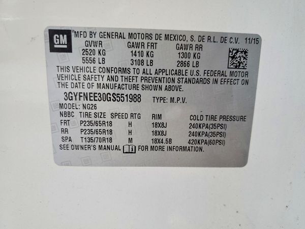 2016 CADILLAC SRX