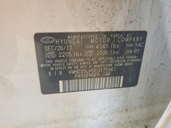 2014 HYUNDAI ELANTRA STD, Style, Tech — VINS