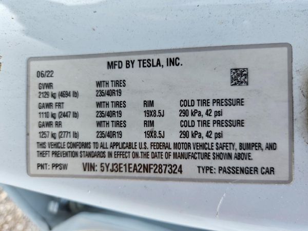 2022 TESLA MODEL 3