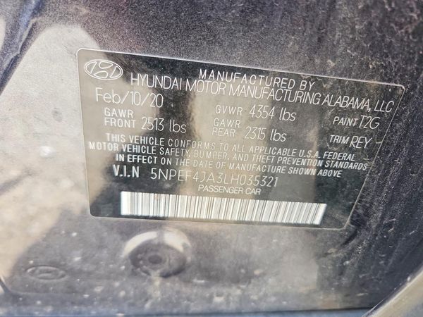 2020 HYUNDAI SONATA — VINS