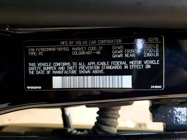 2015 VOLVO S80 Platinum (non R design) — VINS