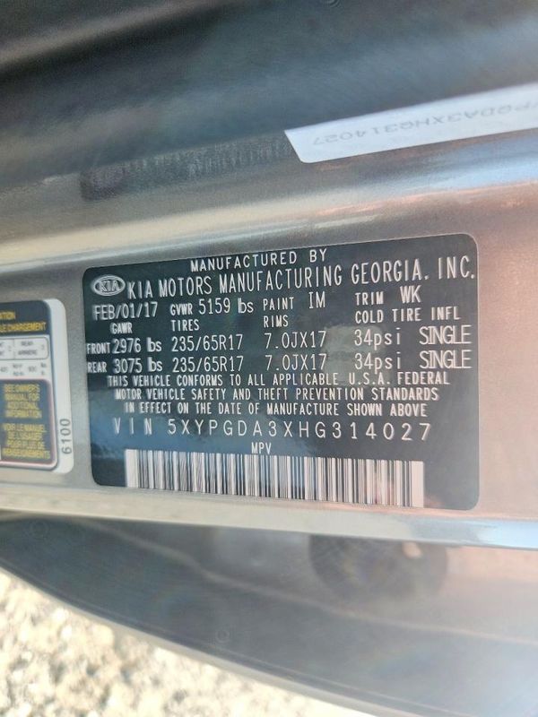 2017 KIA SORENTO L, LX