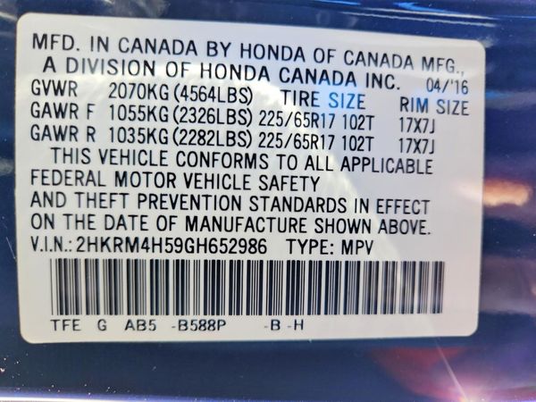 2016 HONDA CRV EX