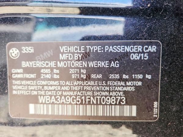 2015 BMW 3 SERIES SA — VINS