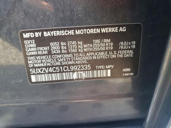 2012 BMW X5 xDrive35i — VINS