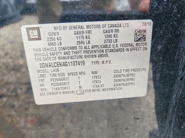 2016 CHEVROLET EQUINOX LT
