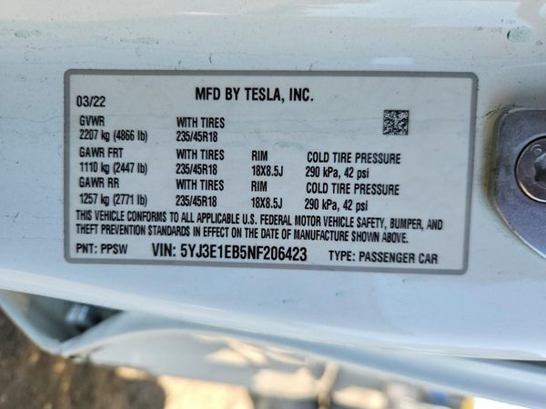 2022 TESLA MODEL 3