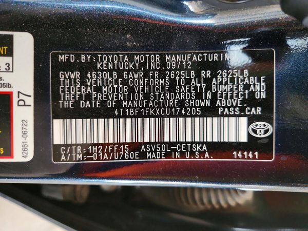 2012 TOYOTA CAMRY