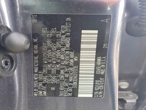 2012 TOYOTA HIGHLANDER Base/Hybrid — VINS