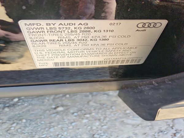 2018 AUDI SQ5 quattro Premium Plus — VINS