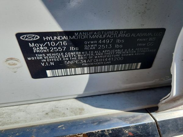 2017 HYUNDAI SONATA — VINS