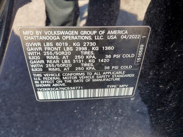2022 VOLKSWAGEN ATLAS 4Motion SE w/ Tech